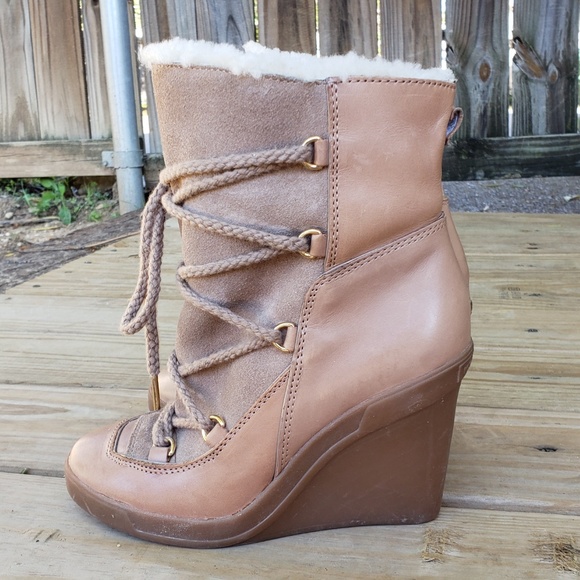 Authentic Michael Kors SheepFur Leather Wedge Boot - Picture 6 of 8